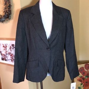 HARVE BENARD Size 14 Charcoal Gray Blazer Jacket Wool Lined Women Carer $138 NWT